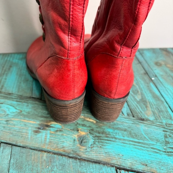 Miz Mooz Normandy Red Leather Mid Calf Boot Size 7.5 - Picture 7 of 13